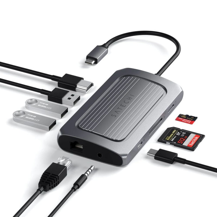 Satechi USB4 Multiport Adapter with 8K HDMI (Space Grey) Maximise your workspace efficiency with the Satechi USB4 Multiport Adapter with 8K HDMI. Featuring next-gen USB4 protocols for better bandwidth management and data transfer, stunning 8K HDMI display