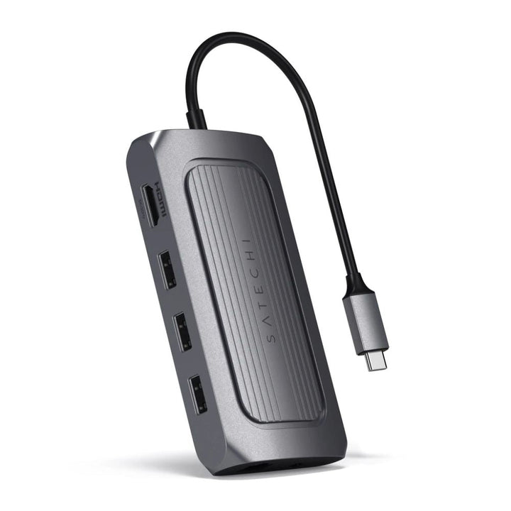 Satechi USB4 Multiport Adapter with 8K HDMI (Space Grey) Maximise your workspace efficiency with the Satechi USB4 Multiport Adapter with 8K HDMI. Featuring next-gen USB4 protocols for better bandwidth management and data transfer, stunning 8K HDMI display