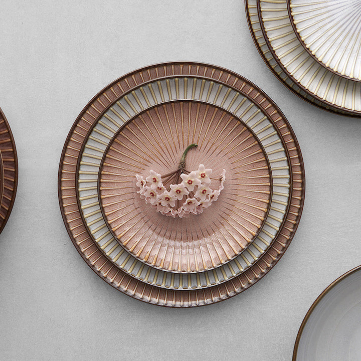 21cm Lotus Sendan Glaze bowl with delicate porcelain design and pink flower on stylish plates.