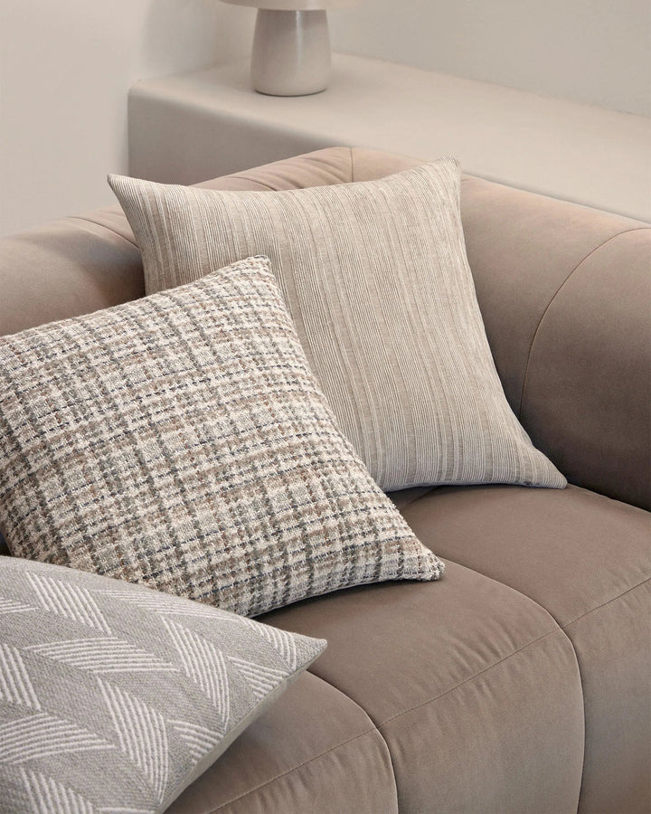 Adriana Natural A woven mix of lustrous chenille and dry natural fibres gives Adriana a chic finish and luxe feel. The Natural colourway is your go to neutral, pairing linen with sandstone stripes.Timeless and classic in its texture, Adriana is suited to