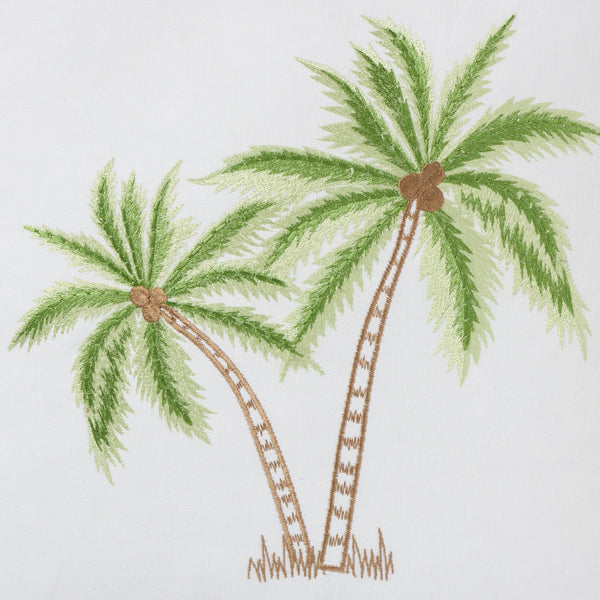 Palmy Isle 50x50 100% Cotton. Embroidered. Jute Rope Edging.