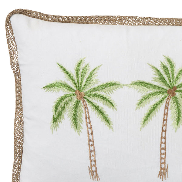 Palmy Isle 30x50 100% Cotton. Embroidered. Jute Rope Edging.
