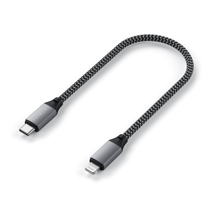 Satechi USB-C to Lightning Short Cable 25cm (Space Grey) Power your Apple Lightning devices with the Satechi USB-C to Lightning Charging Cable, featuring a reversible USB-C connector, shorter cable design, and Apple MFi certification for ease of mind when