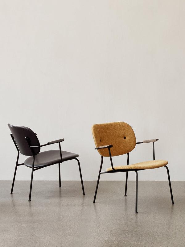 Co Lounge, fully upholstered by Audo Copenhagen - Profiling a more laid-back look than its dining counterparts, the comfortable Co Lounge Chair, designed for Audo by Norm Architects and Els Van Hoorebeeck, features curved armrests and an upholstered seat