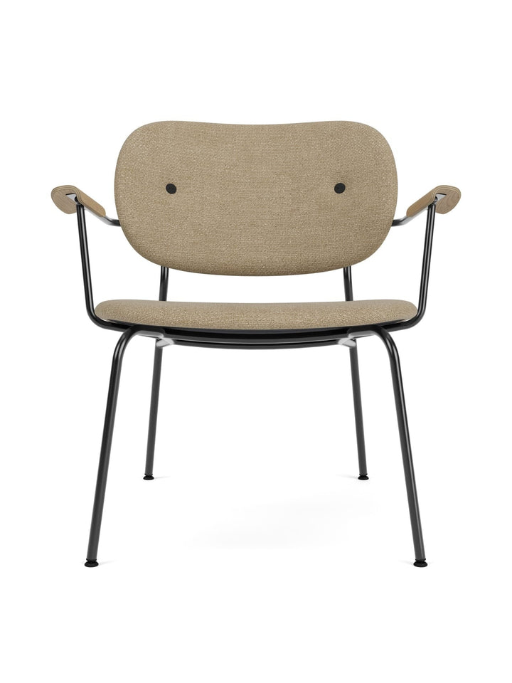 Co Lounge, fully upholstered by Audo Copenhagen - Profiling a more laid-back look than its dining counterparts, the comfortable Co Lounge Chair, designed for Audo by Norm Architects and Els Van Hoorebeeck, features curved armrests and an upholstered seat
