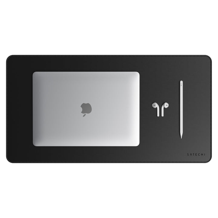 Satechi Eco Leather Deskmate Protect your desk space in style with the Satechi Eco-Leather Deskmate. Crafted from quality Polyurethane (PU) leather, the Desk Mat can be used as a mouse pad, writing surface, food mat and more, while complementing a variety