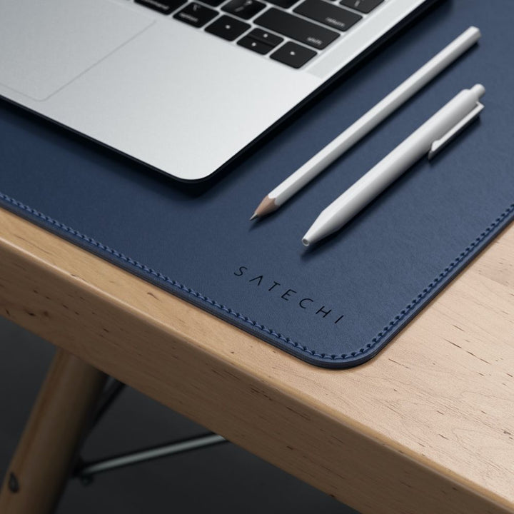 Satechi Eco Leather Deskmate Protect your desk space in style with the Satechi Eco-Leather Deskmate. Crafted from quality Polyurethane (PU) leather, the Desk Mat can be used as a mouse pad, writing surface, food mat and more, while complementing a variety