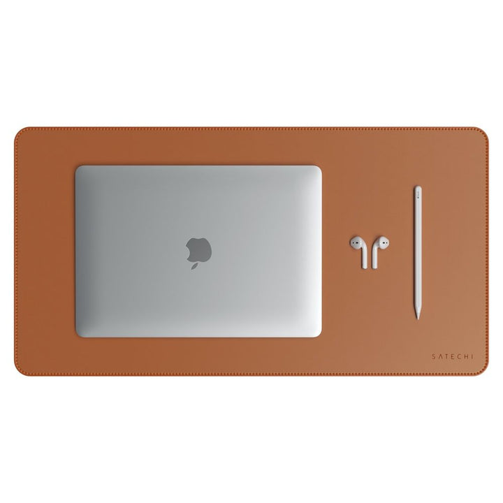 Satechi Eco Leather Deskmate Protect your desk space in style with the Satechi Eco-Leather Deskmate. Crafted from quality Polyurethane (PU) leather, the Desk Mat can be used as a mouse pad, writing surface, food mat and more, while complementing a variety