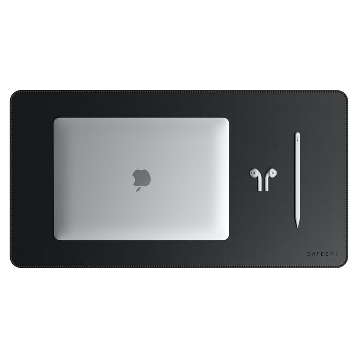 Satechi Eco Leather Deskmate Protect your desk space in style with the Satechi Eco-Leather Deskmate. Crafted from quality Polyurethane (PU) leather, the Desk Mat can be used as a mouse pad, writing surface, food mat and more, while complementing a variety