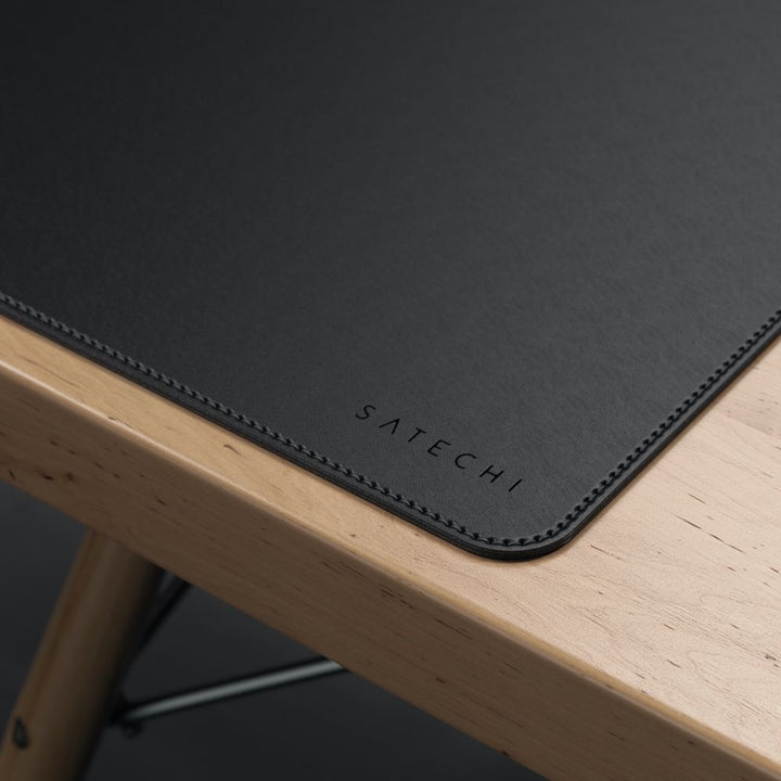 Satechi Eco Leather Deskmate Protect your desk space in style with the Satechi Eco-Leather Deskmate. Crafted from quality Polyurethane (PU) leather, the Desk Mat can be used as a mouse pad, writing surface, food mat and more, while complementing a variety