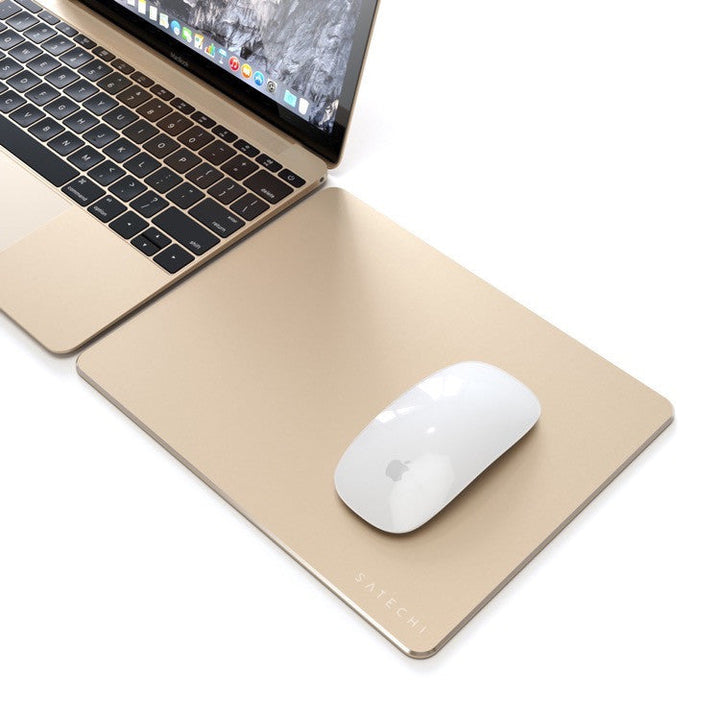 Satechi Aluminium Mouse Pad Protects desktop from scratches, wear and tear Made of durable aluminium with rubber padding on the bottom Enhanced control of minimal mouse movement, high velocity movement, and mouse commands Resistant to liquid and food spil