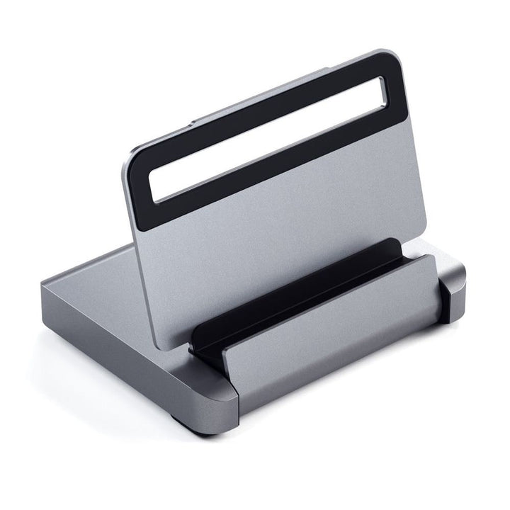 Satechi Aluminium Stand Hub For iPad Pro & Selected Tablets (Space Grey) Push the boundaries of a traditional setup with the Satechi Aluminium Stand & Hub for iPad Pro & selected tablets, combining all the capabilities of a desktop with the convenience of