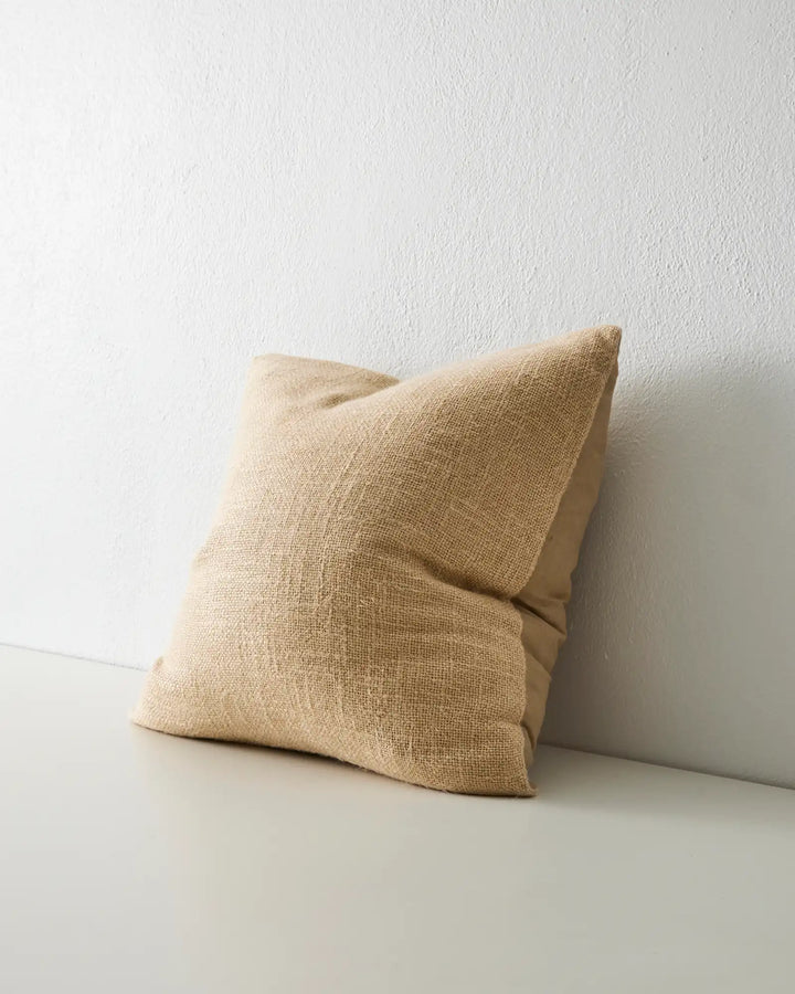 Domenica Sand With a soft, vintage feel, Domenica is a plain linen blend cushion with a chunky texture featured on one side.In seven on-trend colours, the Domenica cushion in Sand is a warm, muted yellow that is reminiscent to freshly picked wheat — perfe