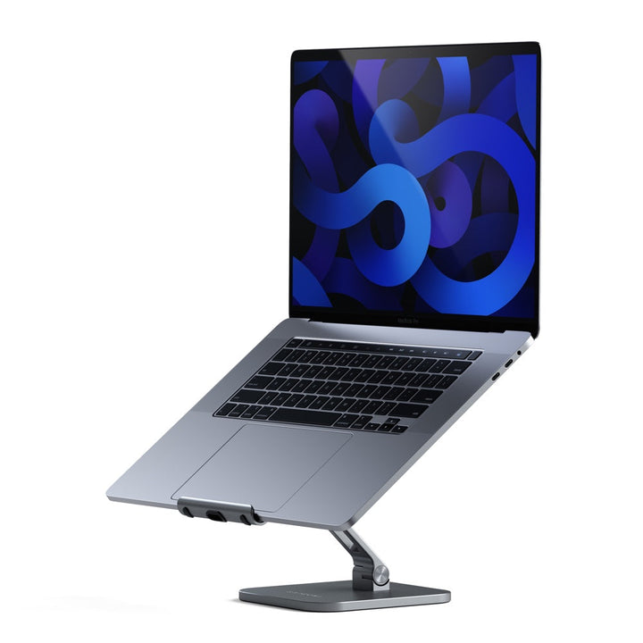 Satechi Aluminum Desktop Stand for iPad Pro (Space Grey) Elevate your iPad to a multi-purpose station with the Satechi Aluminium Desktop Stand for iPad. Equipped with adjustable mount and base hinges with a foldable design, the Desktop Stand easily create