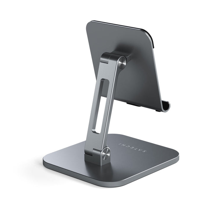 Satechi Aluminum Desktop Stand for iPad Pro (Space Grey) Elevate your iPad to a multi-purpose station with the Satechi Aluminium Desktop Stand for iPad. Equipped with adjustable mount and base hinges with a foldable design, the Desktop Stand easily create