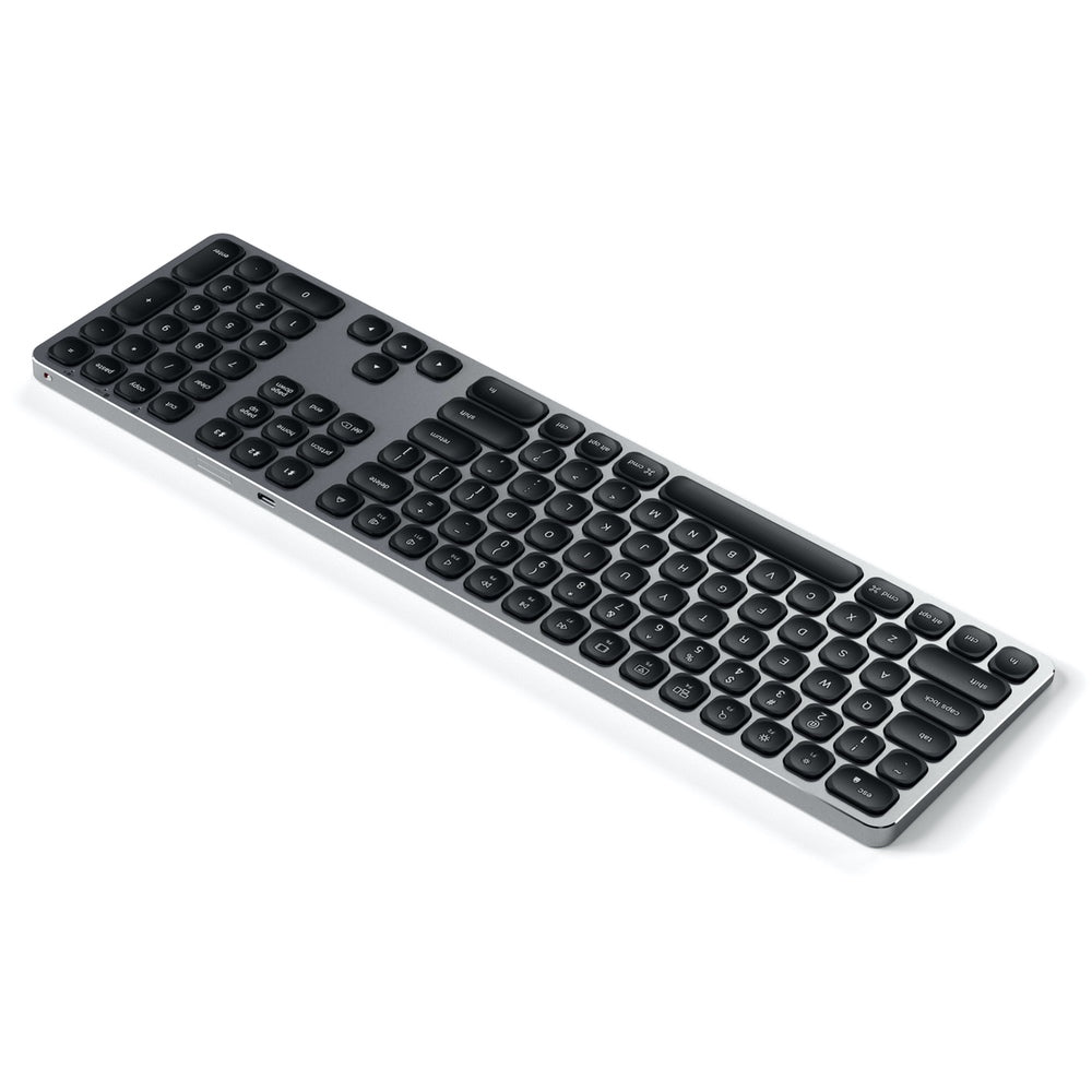 Satechi Aluminium Bluetooth Keyboard Featuring enhanced scissor-switch keys and an extended keyboard layout, the Satechi Aluminum Bluetooth Wireless Keyboard is a perfect solution for your modern setup. Use the keyboard's designated keys to easily assign