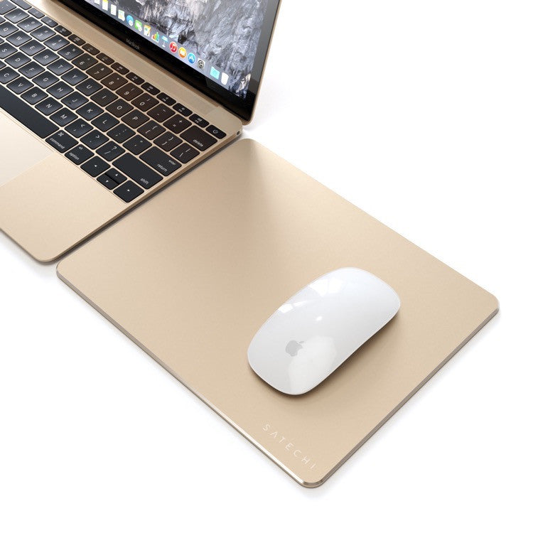 Satechi Aluminium Mouse Pad Protects desktop from scratches, wear and tear Made of durable aluminium with rubber padding on the bottom Enhanced control of minimal mouse movement, high velocity movement, and mouse commands Resistant to liquid and food spil