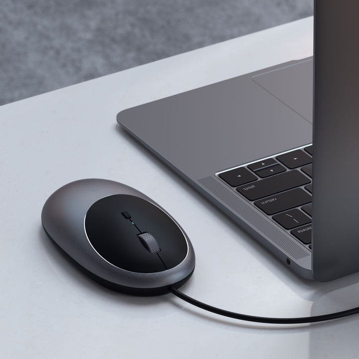 Satechi C1 USB-C Wired Mouse The Satechi C1 USB-C Wired Mouse is a refreshed and modern update to one of your workspace essentials. With its hassle-free wired connection, left and right mouse buttons, scroll wheel, and an adjustable DPI button, the C1 Wir