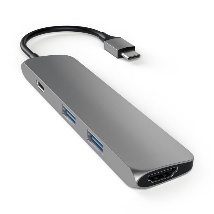 Satechi Slim USB-C Multiport Adapter (V1) The Satechi Slim USB-C Multiport Adapter 4K adds a plethora of connections to your laptop or desktop, just by using one USB-C port. Add 4K HDMI (up to 60Hz), pass-through charging, and two USB Type-A ports to your