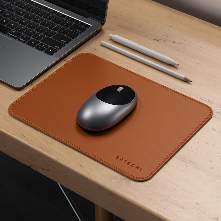 Satechi Eco Leather Mouse Pad The Satechi Eco-Leather Mouse Pad is the optimal mouse pad for working, gaming, studying, browsing, and more. Its smooth, water-resistant eco-leather surface makes clean up a breeze and its durable design is safe to use with