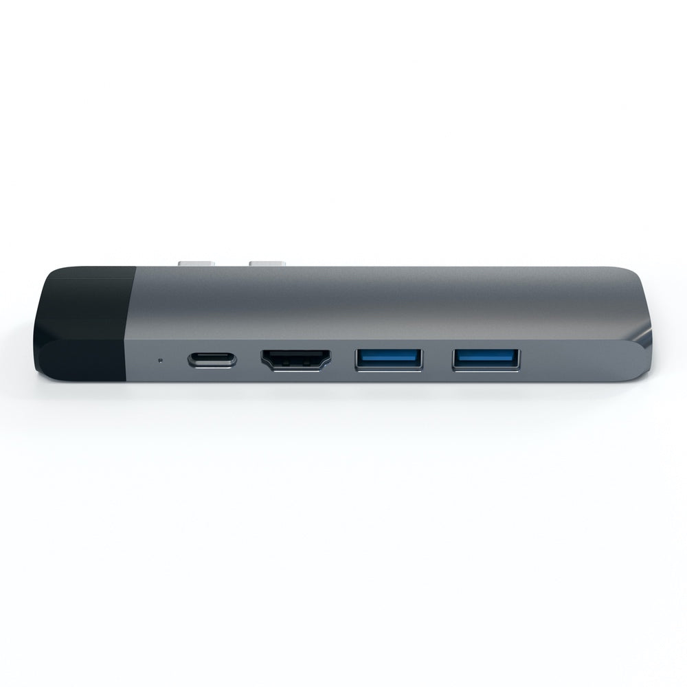 Satechi USB-C Pro Hub w/ Ethernet & 4K HDMI Passthrough charging with USB Type-C port USB-C Power Delivery (up to 87W) Gigabit Ethernet port (Supports 10/100/1000Mbps) 4K HDMI Video Output Micro SD card port 2x USB 3.0 ports USB-C up to 10 Gbps, USB 3.0 u