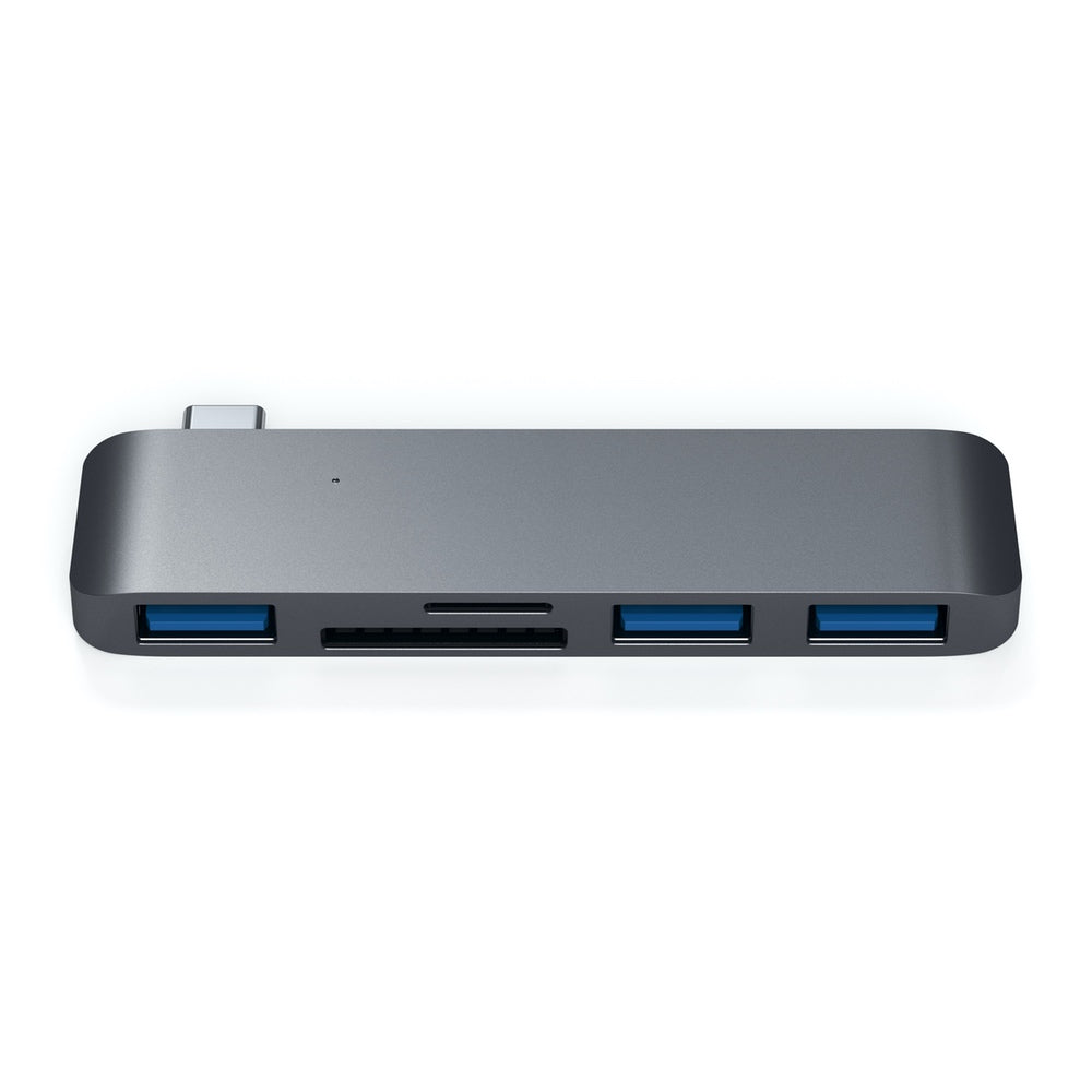 Satechi USB-C/USB 3.0 3-in-1 Combo Hub USB Type-C connector 3x USB Type-A ports for your favourite devices Micro SD and SD card slots Note that this hub does not support pass-through charging Sleek compact aluminium design complements Apple computers and