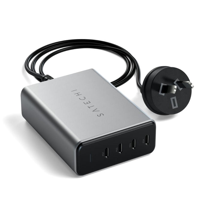 Satechi 165W USB-C 4-Port PD GaN Charger Take your desktop charging to the next level with the Satechi 165W USB-C 4-Port PD GaN Charger, featuring Gallium Nitride (GaN) technology, replacing previous silicon-based semiconductors, to provide faster chargin