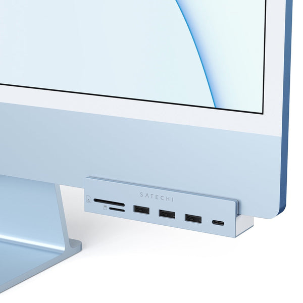 Satechi USB-C Clamp Hub for 24" iMac Exclusively designed to fit the 2021 iMac (24-inch), the Satechi USB-C Clamp Hub provides convenient access for all your most-loved ports and peripherals. Featuring an USB-C data port, three USB-A 3.0 data ports, micro