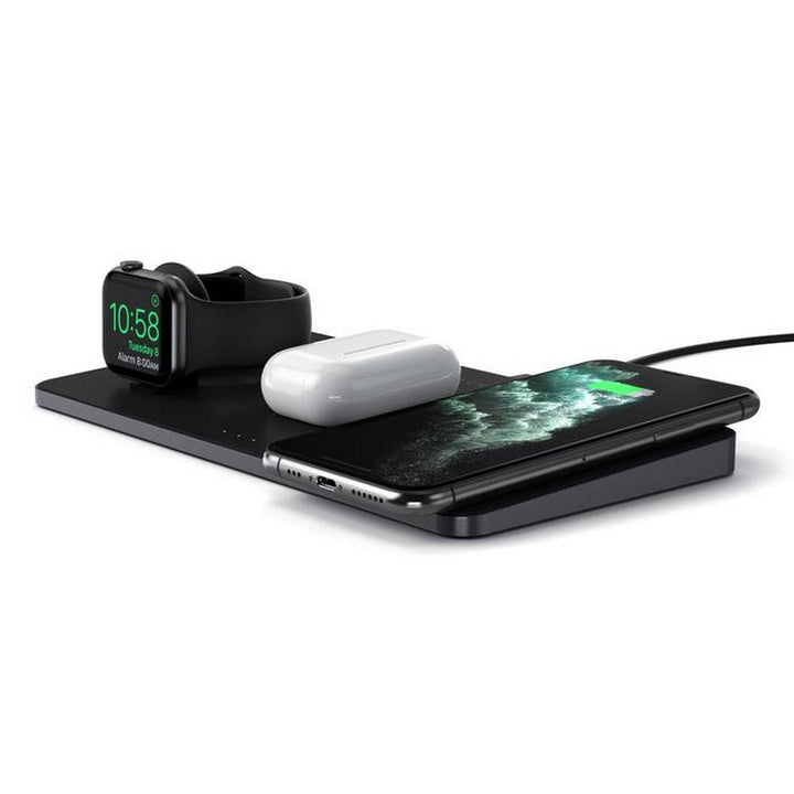 Satechi Trio Wireless Charging Pad The Satechi Trio Wireless Charging Pad simplifies wireless charging with a convenient place for all your devices – so you’ll never be without a charge. With faster-charging technology and intelligent safety features, the