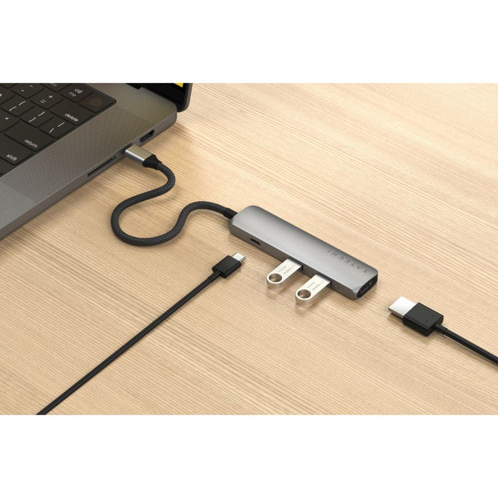 Satechi 4-in-1 USB-C Slim Multiport Adapter Grey
