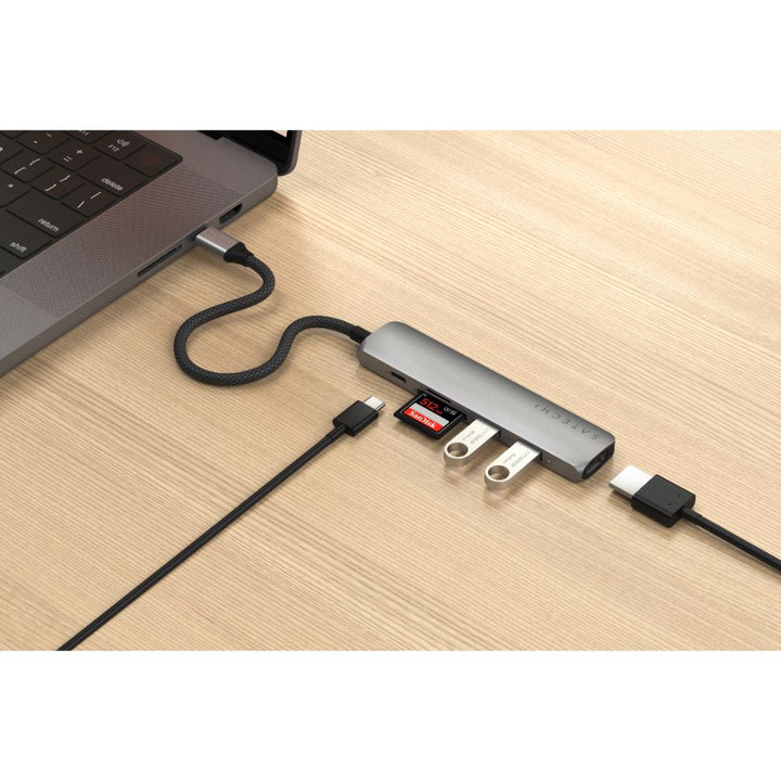 Satechi 4-in-1 USB-C Slim Multiport Adapter Grey