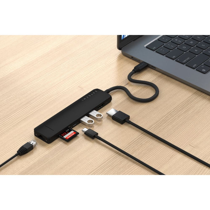 Satechi 7-in-1 USB-C Slim Multi-Port Adapter with Ethernet Black