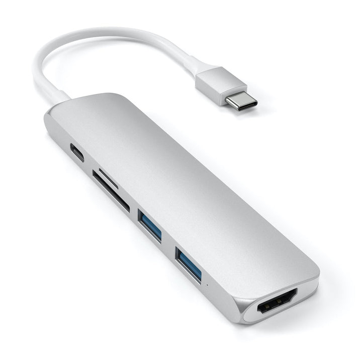 Satechi Slim USB-C Multiport Adapter (V2) Satechi took one of their customer favourite USB-C adapters and made it even better! Their latest Satechi Aluminium Multi-Port Adapter V2, has all the same peripherals that you loved on the previous multiport adap