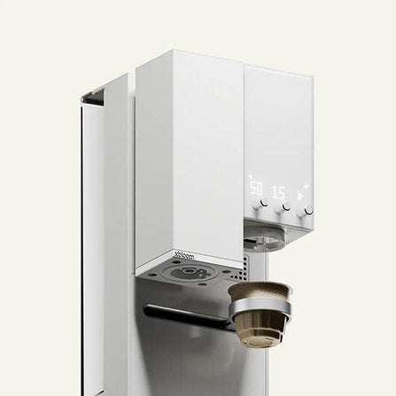 Sleek Moonlight White Shun Studio Coffee Maker top view