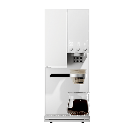 Shun Studio Coffee Machine in Moonlight White on kitchen counter