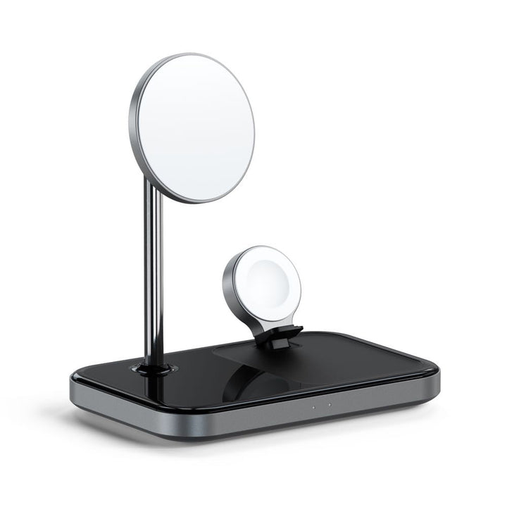 Satechi Magnetic 3-in-1 Wireless Charging Stand Keep all your devices charged and organised in one place with the Satechi 3-in-1 Magnetic Wireless Charging Stand. Featuring wireless charging support for all your Apple devices to quickly power your iPhone,