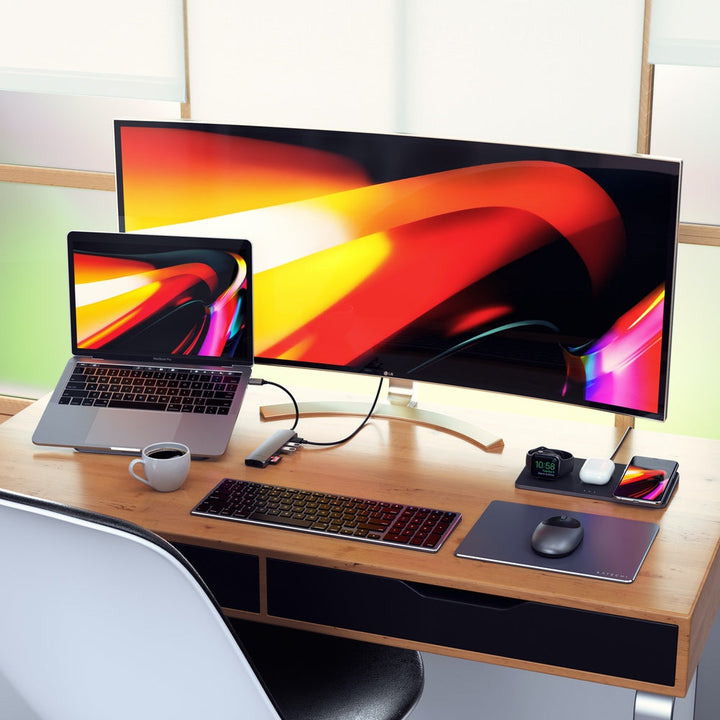 Satechi USB-C Slim Multiport with Ethernet Adapter (V3) Take your workspace on-the-go with the ultra-portable Satechi USB-C Slim Multiport with Ethernet Adapter. Featuring Gigabit Ethernet, 4K HDMI (60Hz), USB-C PD charging, two USB-A 3.0 ports, and micro