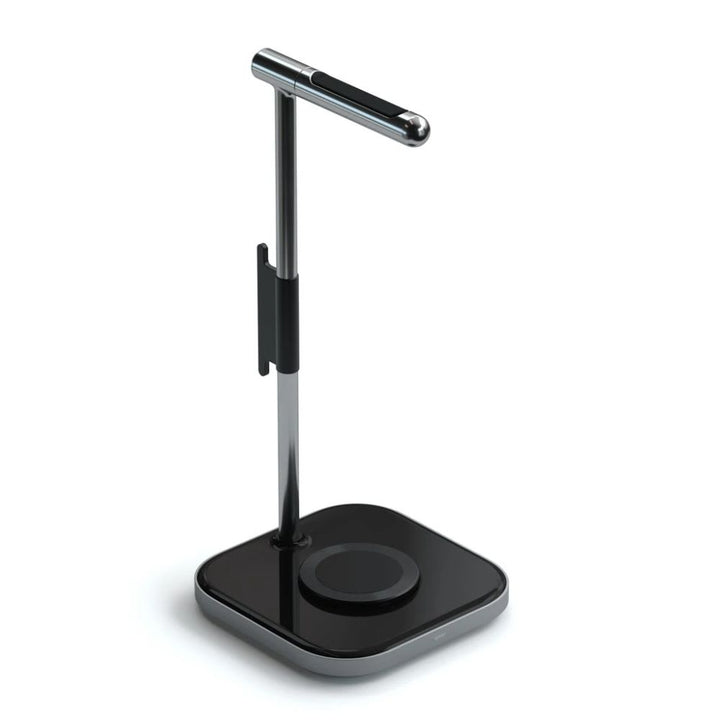 Satechi 2-in-1 Headphone Stand with Wireless Charger Store and charge your AirPods Max in style with the Satechi 2-in-1 Headphone Stand with Wireless Charger. Features a sleek stainless-steel arm with padded grips, a USB-C port to keep your headset charge