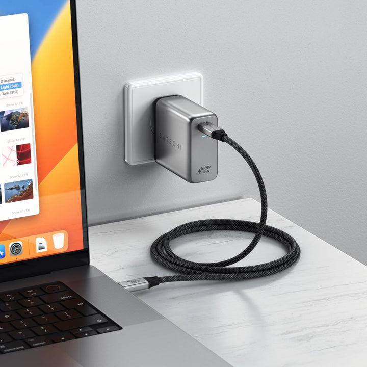 Satechi USB4 Pro Cable (1.2 m) Supercharge and transfer large data in seconds with the latest in USB technology – Satechi’s USB4 Pro Cable. Featuring a durable black braided design that coils without tangling, this powerful 1.2 metre USB4 cable supports 2