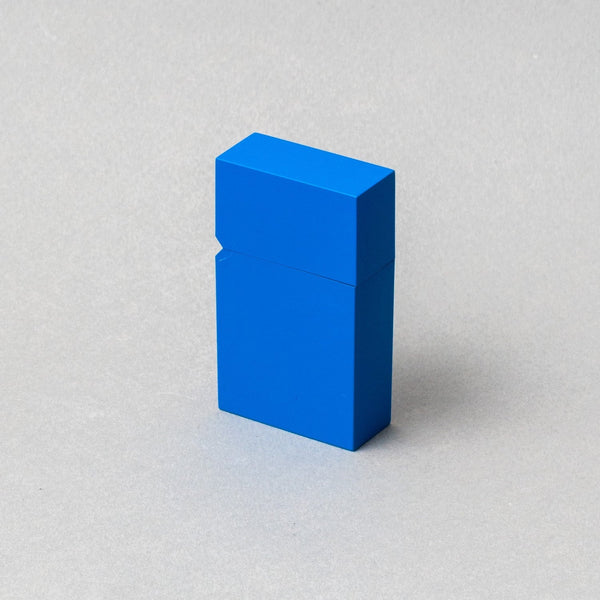 TSUBOTA PEARL Hard Edge Blue Lighter, handcrafted refillable petrol lighter, polycarbonate and steel construction.