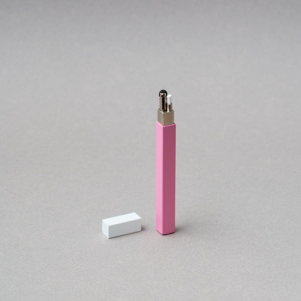 Tsubota Pearl Queue lighter in matte pink and white, sleek and refillable, perfect for stylish lighting.