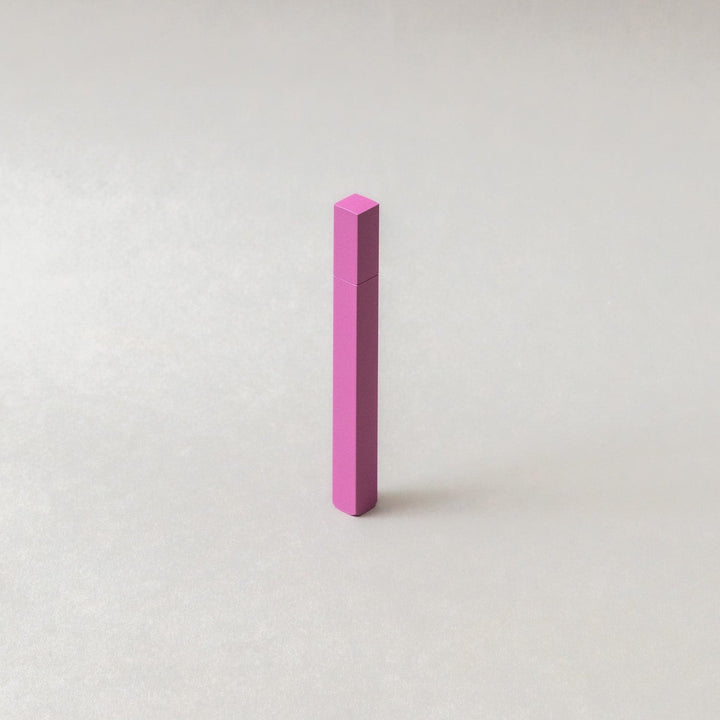 TSUBOTA PEARL Queue Mono Mauve petrol lighter, handcrafted brass and steel in Tokyo, sleek mauve design.
