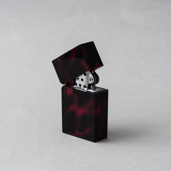 TSUBOTA PEARL Hard Edge Marble Pink Maroon Petrol Lighter with tortoise pattern design.