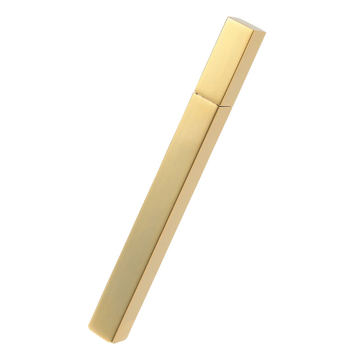 TSUBOTA PEARL Queue Gold Metal Petrol Lighter, slender and elegant, handcrafted in Tokyo for sophistication.
