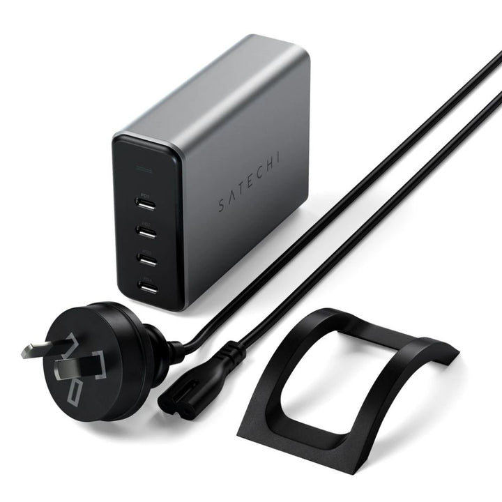 Satechi 165W USB-C 4-Port PD GaN Charger Take your desktop charging to the next level with the Satechi 165W USB-C 4-Port PD GaN Charger, featuring Gallium Nitride (GaN) technology, replacing previous silicon-based semiconductors, to provide faster chargin