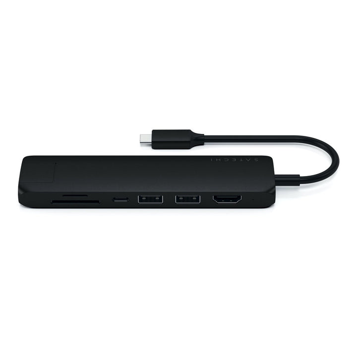 Satechi USB-C Slim Multiport with Ethernet Adapter (V3) Take your workspace on-the-go with the ultra-portable Satechi USB-C Slim Multiport with Ethernet Adapter. Featuring Gigabit Ethernet, 4K HDMI (60Hz), USB-C PD charging, two USB-A 3.0 ports, and micro