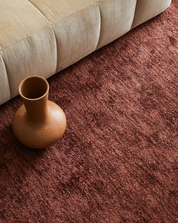 Almonte Clay - Luxurious Hand-Woven Rug Almonte Clay rug offers thickness and softness, ideal for low-traffic areas and crafted from bamboo silk and wool.