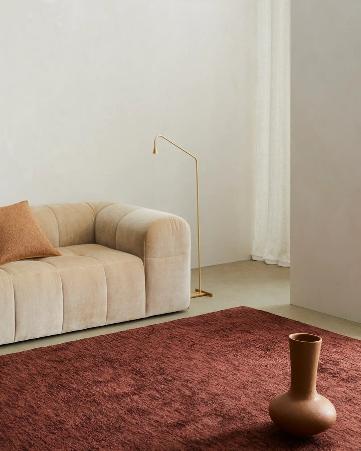 Almonte Clay - Luxurious Hand-Woven Rug Almonte Clay rug offers thickness and softness, ideal for low-traffic areas and crafted from bamboo silk and wool.