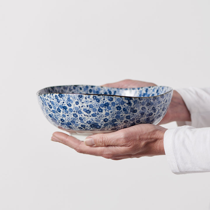 Bowl Organic 16.5cm Blue Daisy Glaze