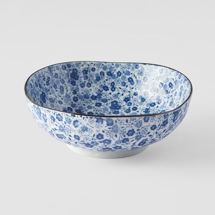 Bowl Organic 16.5cm Blue Daisy Glaze